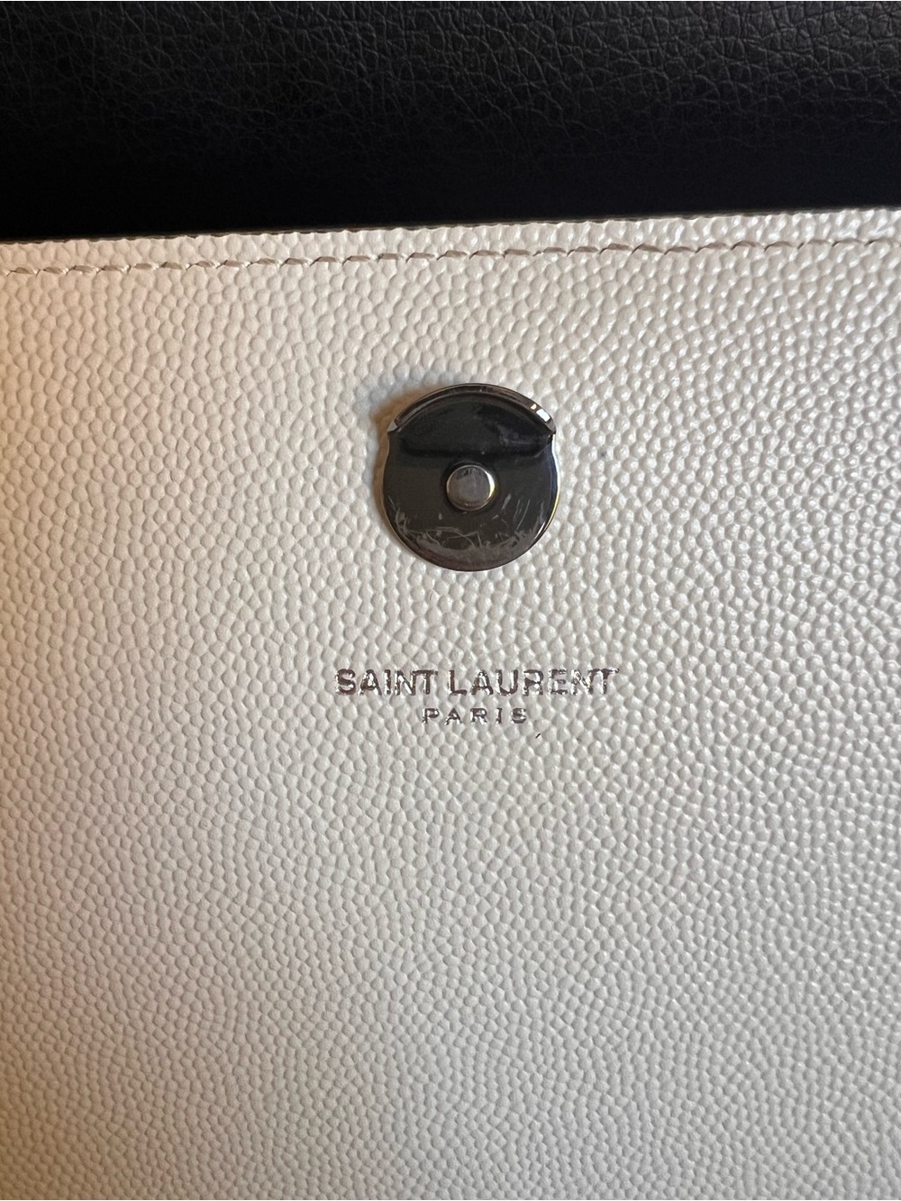 Saint Laurent Cream Leather Shoulder Bag with Black YSL Hardware - Picture 8 of 14